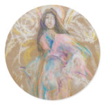 Standing Angel Poster Round Stickers