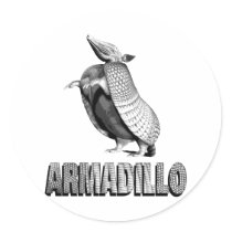 Standing Armadillo Round Sticker