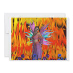 Standing Fairy in a field of flames with flowers Custom Invite