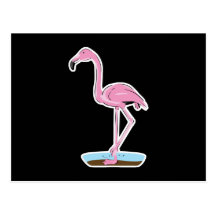standing pink flamingo post cards