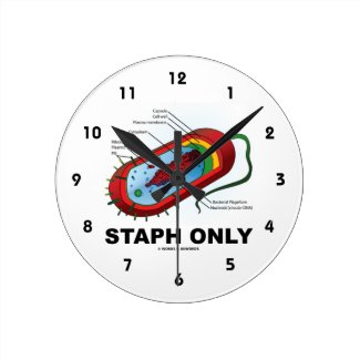 Staph Only (Bacterium Diagram Prokaryote Bacteria) Round Wall Clocks