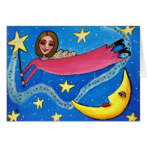 Star Angel in Pink & Moon - card by folkartblonde Star Angel in Pink & Moon - card