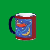 Star Angel & Moon - ringer mug mugs