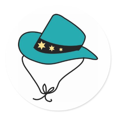 Star Band on Blue Cowboy Hat Round Sticker by White_Wedding
