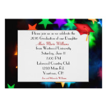 Star Bokeh with Red Graduation Hat invitations