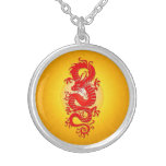Star Burst Chinese Dragon, red and yellow Custom Necklace