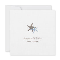 Star Couple Beach Wedding Square Invitations