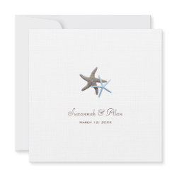 Star Couple Beach Wedding Square Invitations invitation