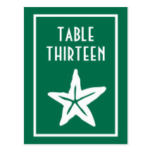 Star Fish Table Numbers (Green / White) Postcards