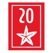 Star Fish Table Numbers (Red / White) Postcard