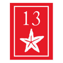 Star Fish Table Numbers (Red / White) Postcards