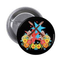 Star Guitar Flowers Button