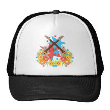 Star Guitar Flowers Hats
