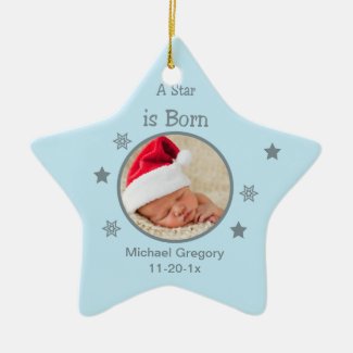 Star Is Born Personalized Photo Ornament (Blue)
