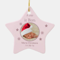 Star Is Born Personalized Photo Ornament (Pink)