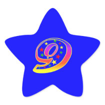 Star Number 9th Birthday Party Sticker