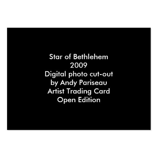 Star of Bethlehem ~ ATC card Business Card Template (back side)