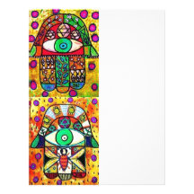 Star Of David Hamsa Vintage Tapastry Personalized Letterhead