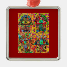 Star Of David Hamsa Vintage Tapastry Ornaments
