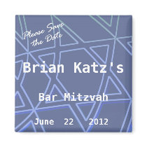 Star of David Please Save the Date Bar Mitzvah Fridge Magnets