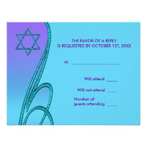 Star of David RSVP Cards Purple Teal Invitations