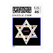 Star of David Yiddish  & English Sayings stamps