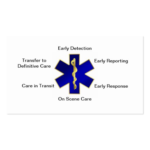 Star of Life Business Card, double sided. (back side)