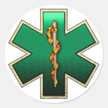 Star Of Life(Emerald) Round Stickers