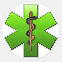 Star Of Life(Green) Round Sticker