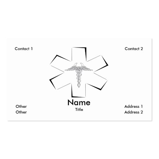 Star of Life Outline Business Card (front side)