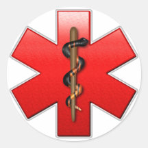 Star of Life Red Round Sticker