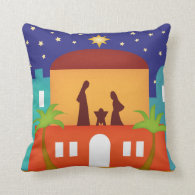 Star over Bethlehem Christmas Nativity Throw Pillows