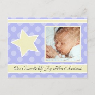 Star Shine Photo Birth Announcement postcard
