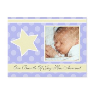 Star Shine Photo Birth Announcement postcard