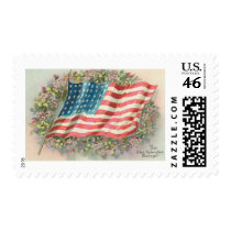 Star Spangled Banner Old Glory Floral Postage Stamp