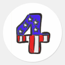 Star Spangled Four Round Stickers