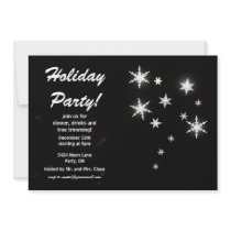 Star Sparkle Black Holiday Party invitations