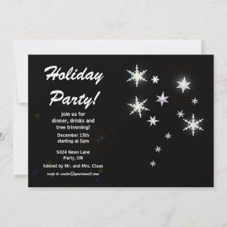 Star Sparkle Black Holiday Party invitation