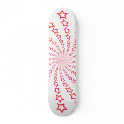 Star Spiral: Pink & Orange Stars: Skateboard by spiritswitchboard