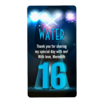 Star Spotlight Blue Sweet 16 Favor Shipping Labels