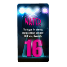 Star Spotlight Pink Sweet 16 Favor Custom Shipping Label