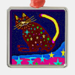 star studded rainbow cat ornament