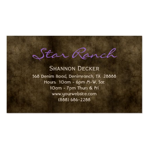 Star Suede Business Card Baby Purple H (back side)