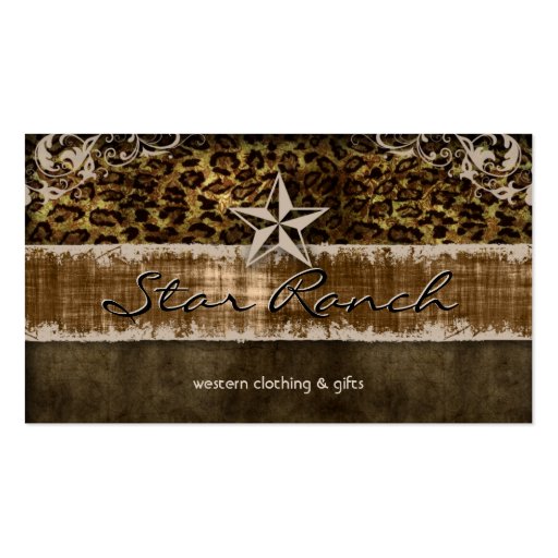 Star Suede Business Card Gold Leopard H (front side)
