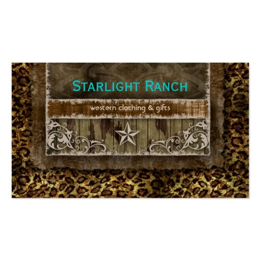 Star Suede Business Card Leopard Blue Brown H (front side)