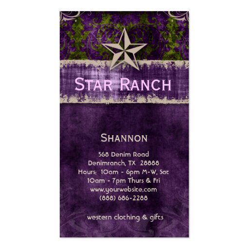 Star Suede Business Card Purple Green