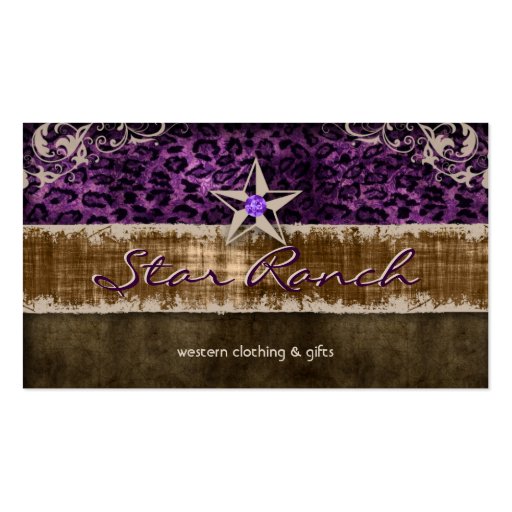 Star Suede Business Card Purple Leopard H (front side)