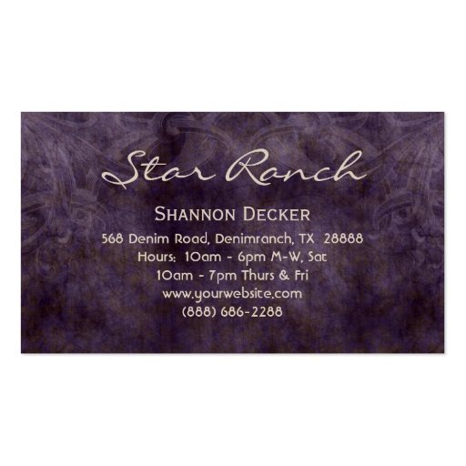 Star Suede Business Card Purple Suede H (back side)