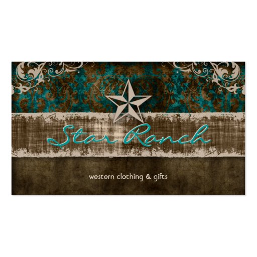 Star Suede Business Card Teal Brown H (front side)