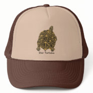 Star tortoise with yellow stars, painting on a hat hat